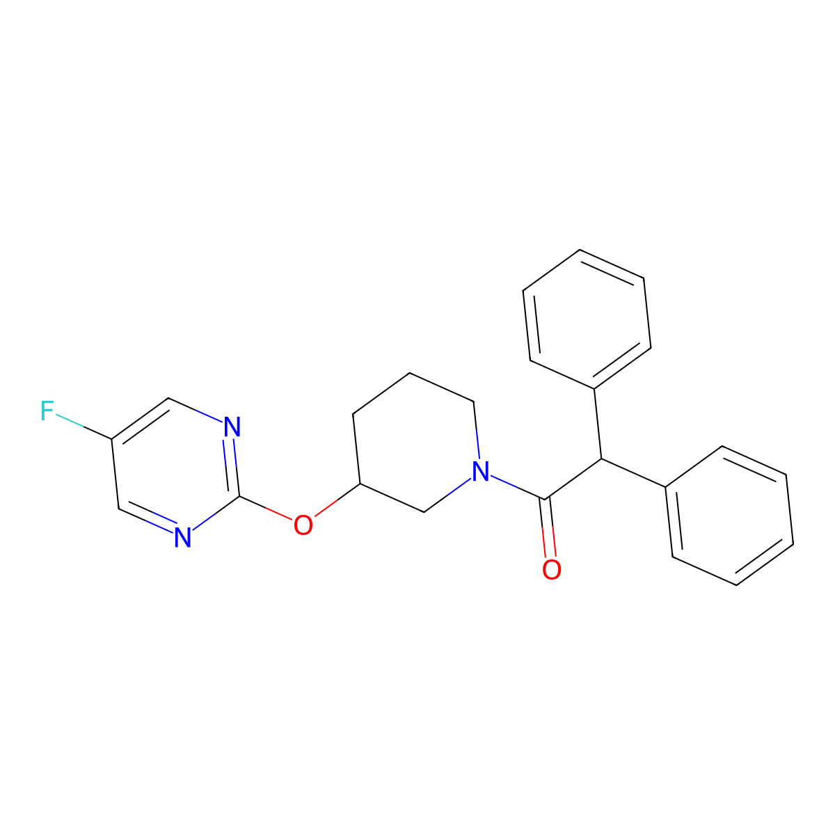 1-(3-((5-Fluoropyrimidin-2-yl)oxy)piperidin-1-yl)-2,2-diphenylethanone molecular structure, CAS 2034577-30-3