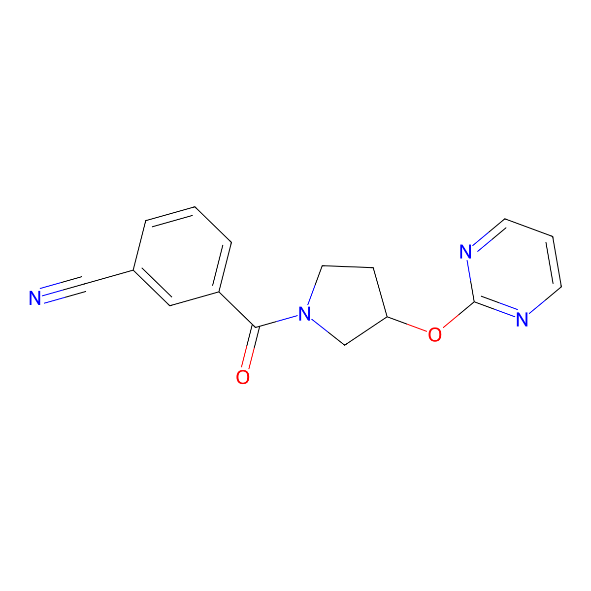3-(3-(Pyrimidin-2-yloxy)pyrrolidine-1-carbonyl)benzonitrile molecular structure, CAS 2034577-51-8