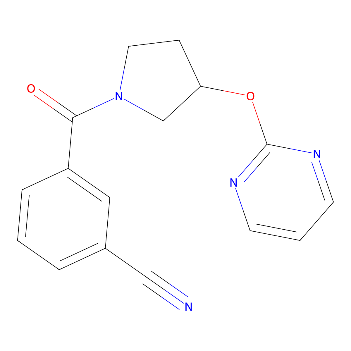 3-(3-(Pyrimidin-2-yloxy)pyrrolidine-1-carbonyl)benzonitrile molecular structure, CAS 2034577-51-8
