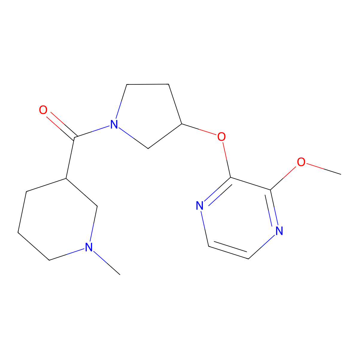 (3-((3-Methoxypyrazin-2-yl)oxy)pyrrolidin-1-yl)(1-methylpiperidin-3-yl)methanone molecular structure, CAS 2034577-54-1