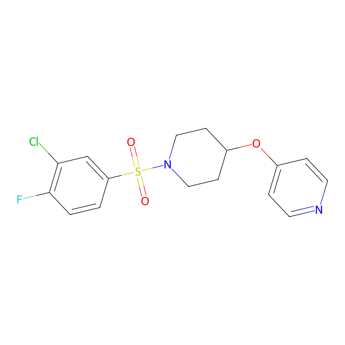 4-((1-((3-Chloro-4-fluorophenyl)sulfonyl)piperidin-4-yl)oxy)pyridine molecular structure, CAS 2034577-61-0