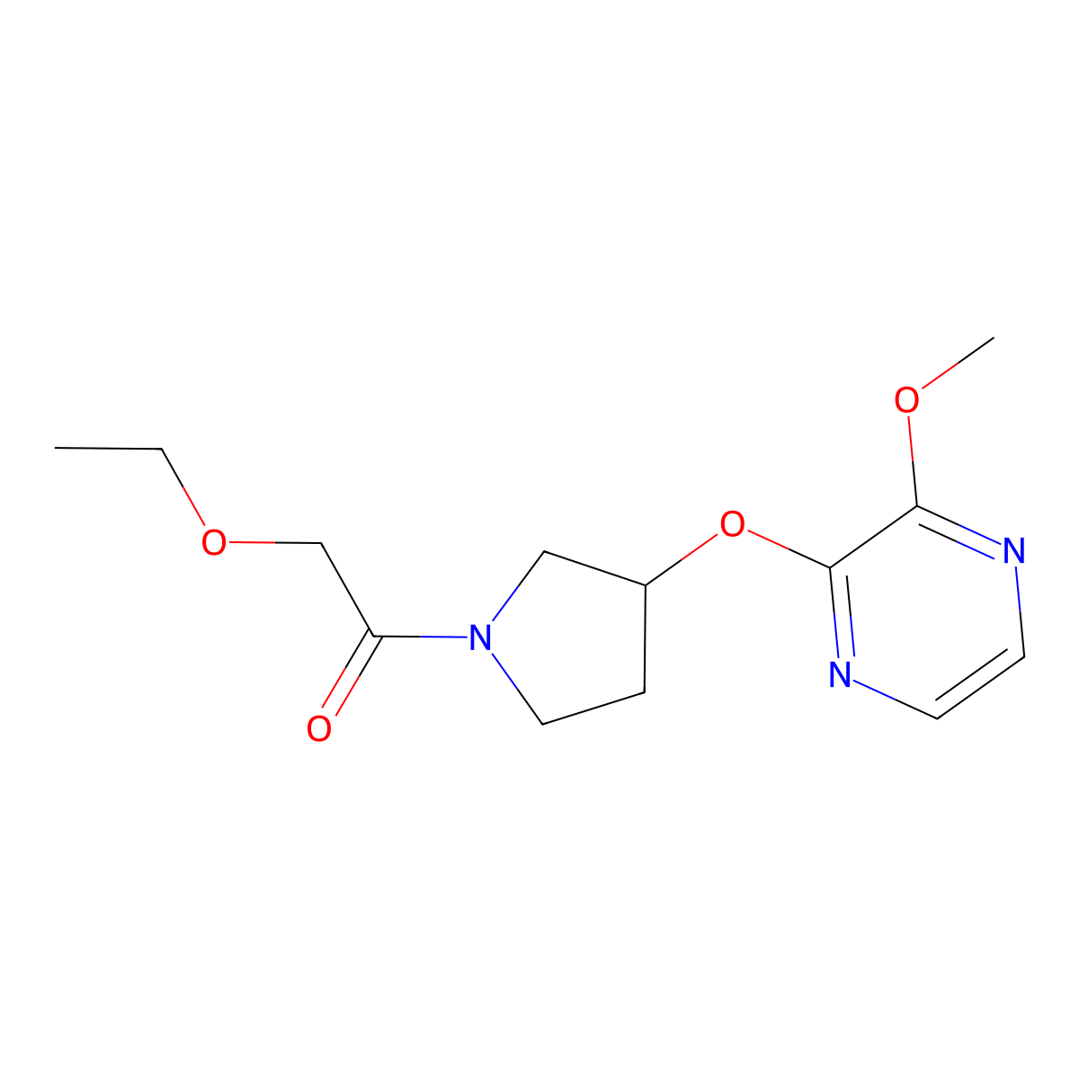 2-Ethoxy-1-(3-((3-methoxypyrazin-2-yl)oxy)pyrrolidin-1-yl)ethanone molecular structure, CAS 2034577-63-2