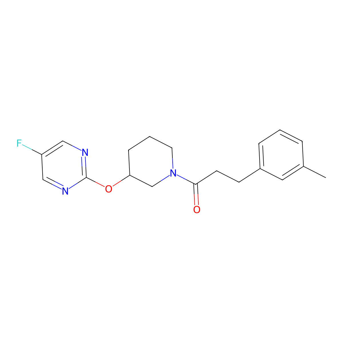 1-(3-((5-Fluoropyrimidin-2-yl)oxy)piperidin-1-yl)-3-(m-tolyl)propan-1-one molecular structure, CAS 2034577-68-7