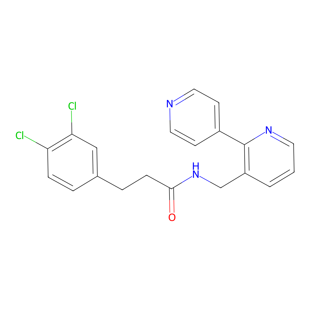 N-([2,4'-bipyridin]-3-ylmethyl)-3-(3,4-dichlorophenyl)propanamide molecular structure, CAS 2034577-70-1