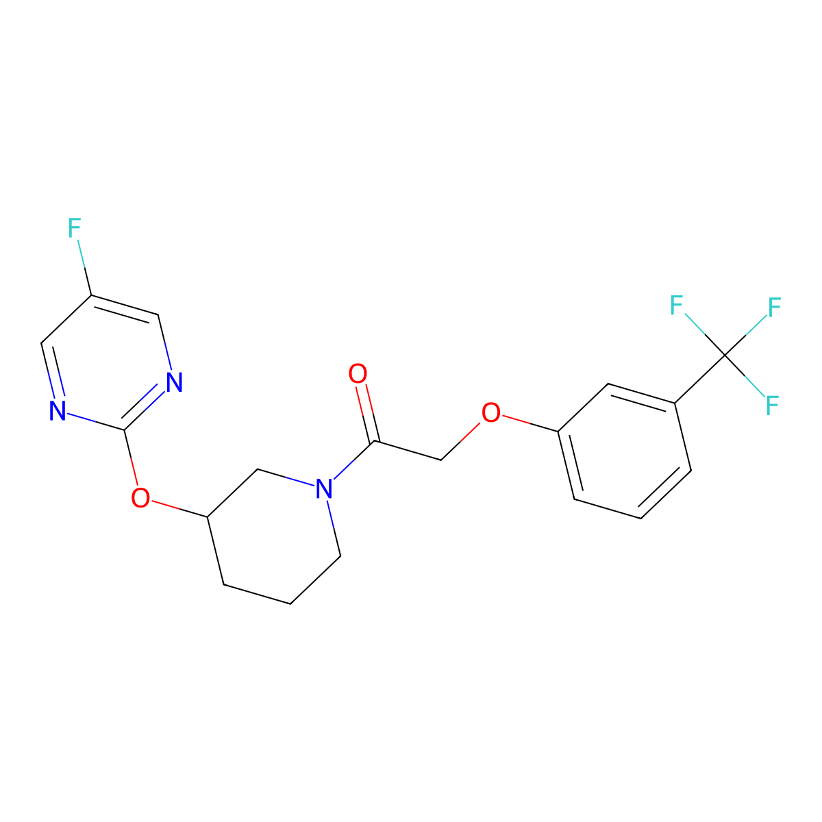 1-(3-((5-Fluoropyrimidin-2-yl)oxy)piperidin-1-yl)-2-(3-(trifluoromethyl)phenoxy)ethanone molecular structure, CAS 2034577-77-8