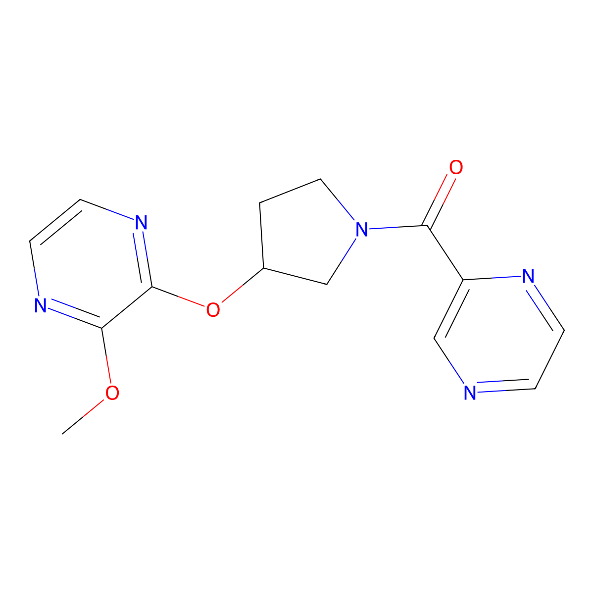 (3-((3-Methoxypyrazin-2-yl)oxy)pyrrolidin-1-yl)(pyrazin-2-yl)methanone molecular structure, CAS 2034577-87-0
