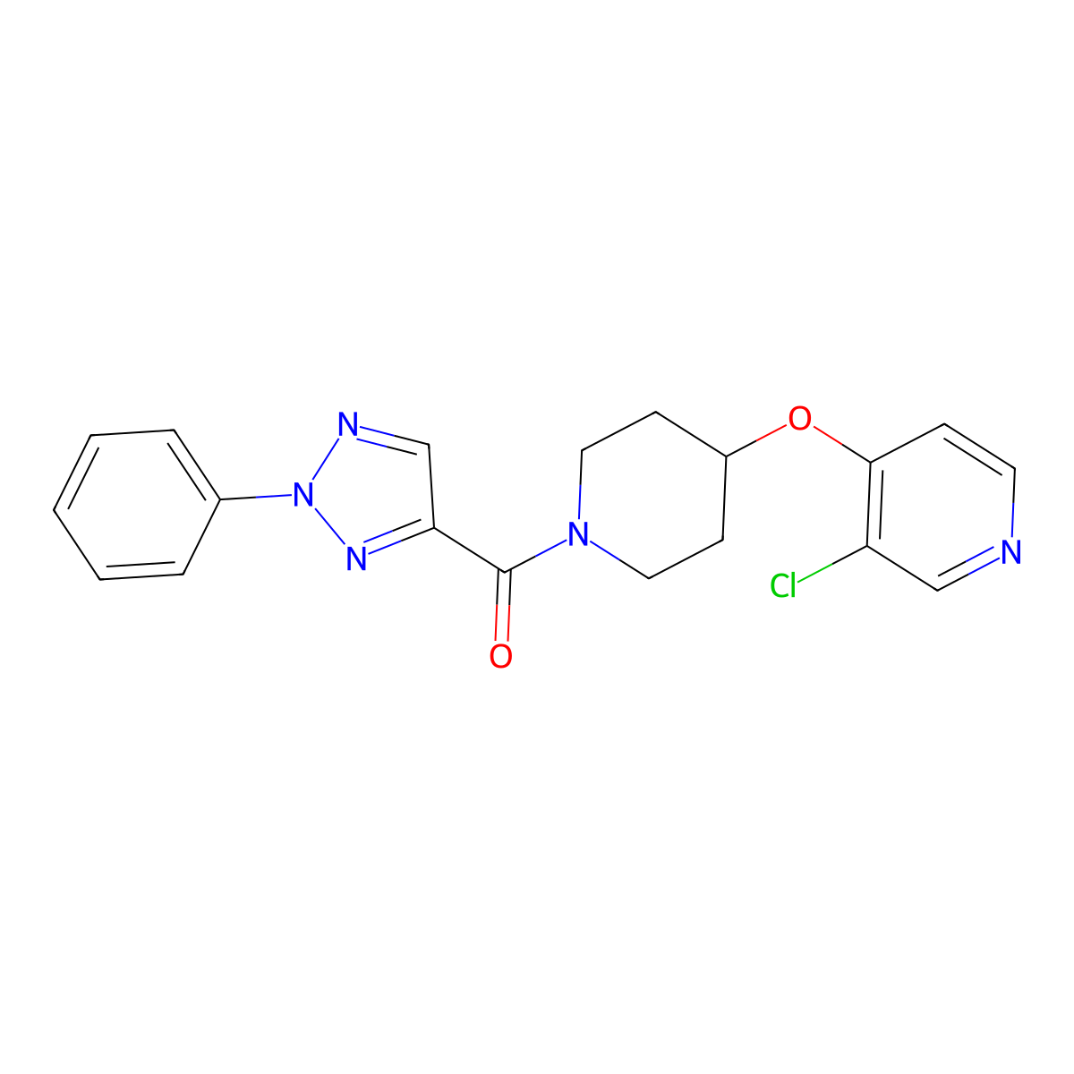 (4-((3-chloropyridin-4-yl)oxy)piperidin-1-yl)(2-phenyl-2H-1,2,3-triazol-4-yl)methanone molecular structure, CAS 2034577-90-5