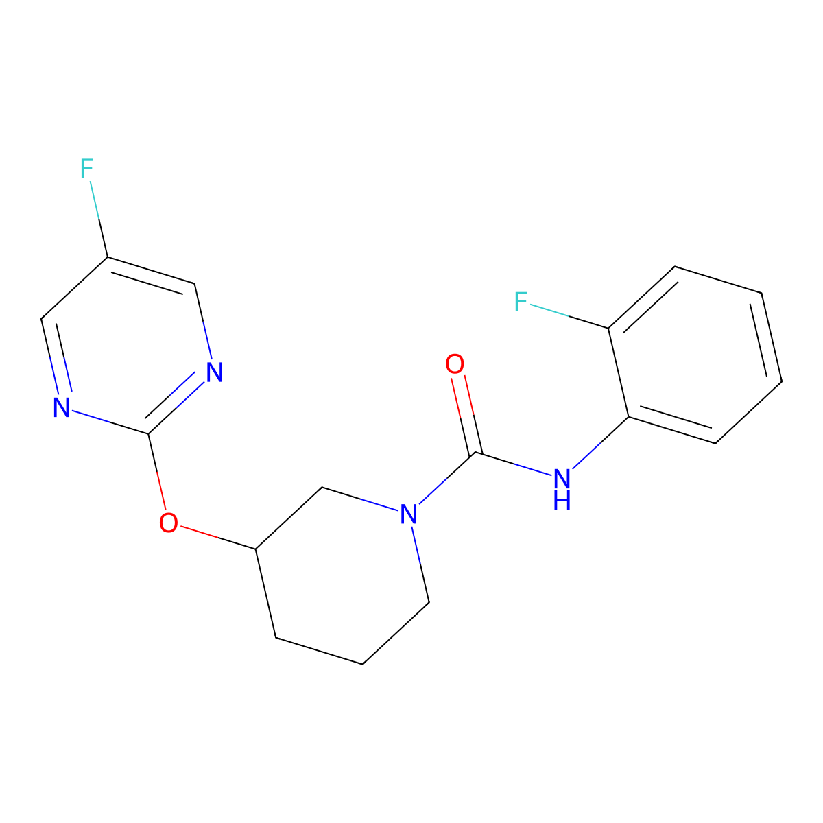 N-(2-fluorophenyl)-3-[(5-fluoropyrimidin-2-yl)oxy]piperidine-1-carboxamide molecular structure, CAS 2034577-95-0