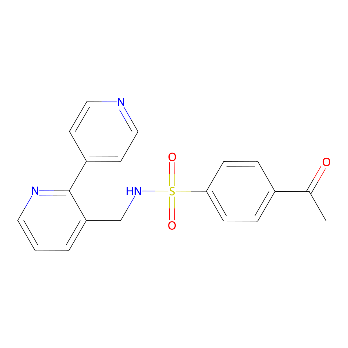 N-([2,4'-bipyridin]-3-ylmethyl)-4-acetylbenzenesulfonamide molecular structure, CAS 2034578-02-2