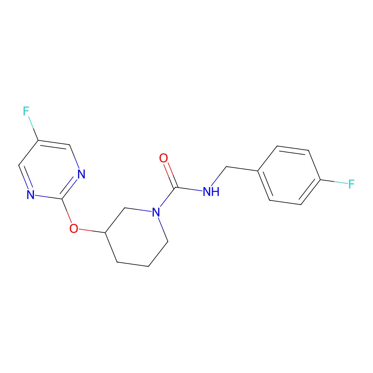 N-(4-fluorobenzyl)-3-((5-fluoropyrimidin-2-yl)oxy)piperidine-1-carboxamide molecular structure, CAS 2034578-03-3