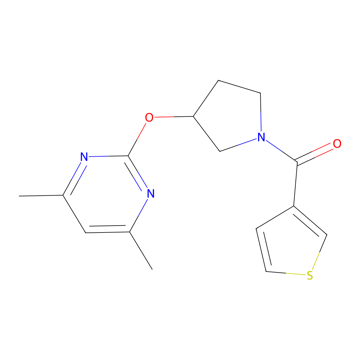 (3-((4,6-Dimethylpyrimidin-2-yl)oxy)pyrrolidin-1-yl)(thiophen-3-yl)methanone molecular structure, CAS 2034578-20-4