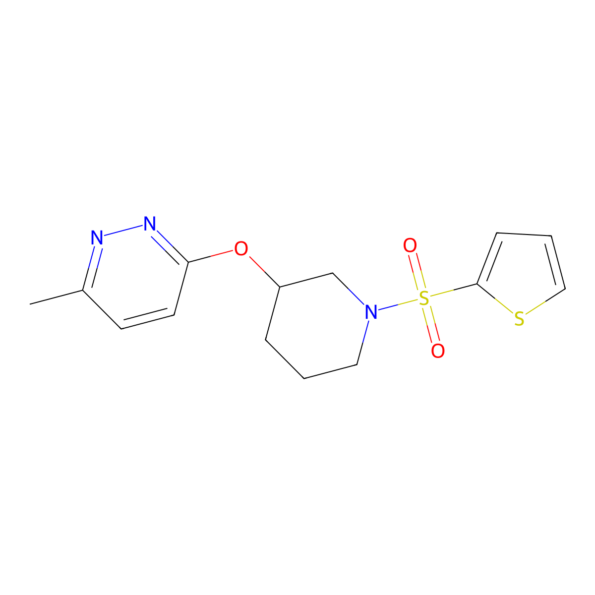 3-Methyl-6-((1-(thiophen-2-ylsulfonyl)piperidin-3-yl)oxy)pyridazine molecular structure, CAS 2034578-30-6