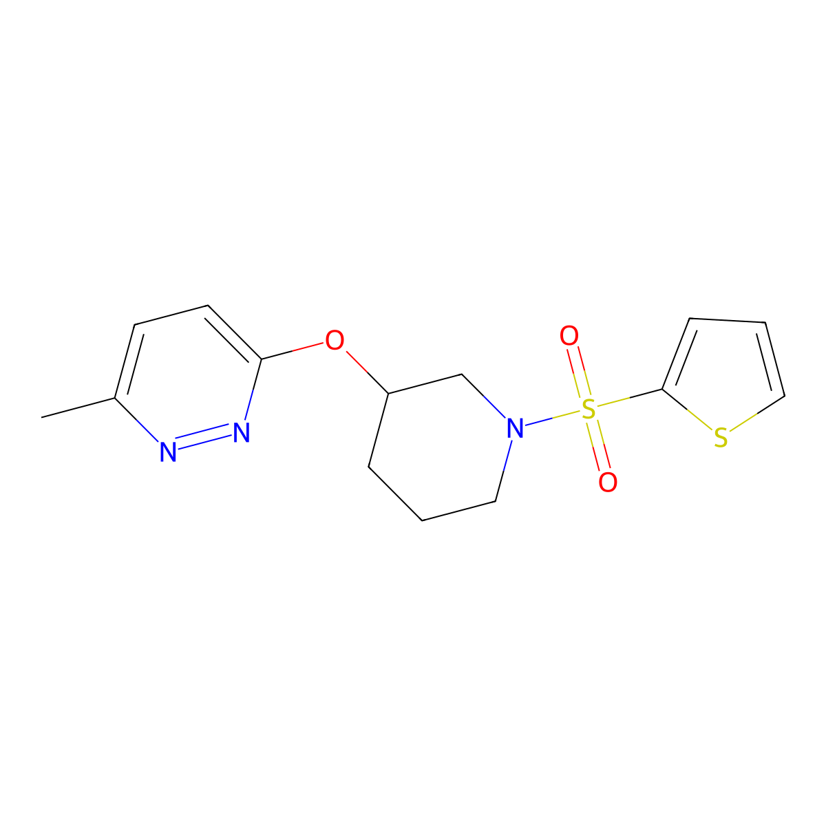 3-Methyl-6-((1-(thiophen-2-ylsulfonyl)piperidin-3-yl)oxy)pyridazine molecular structure, CAS 2034578-30-6