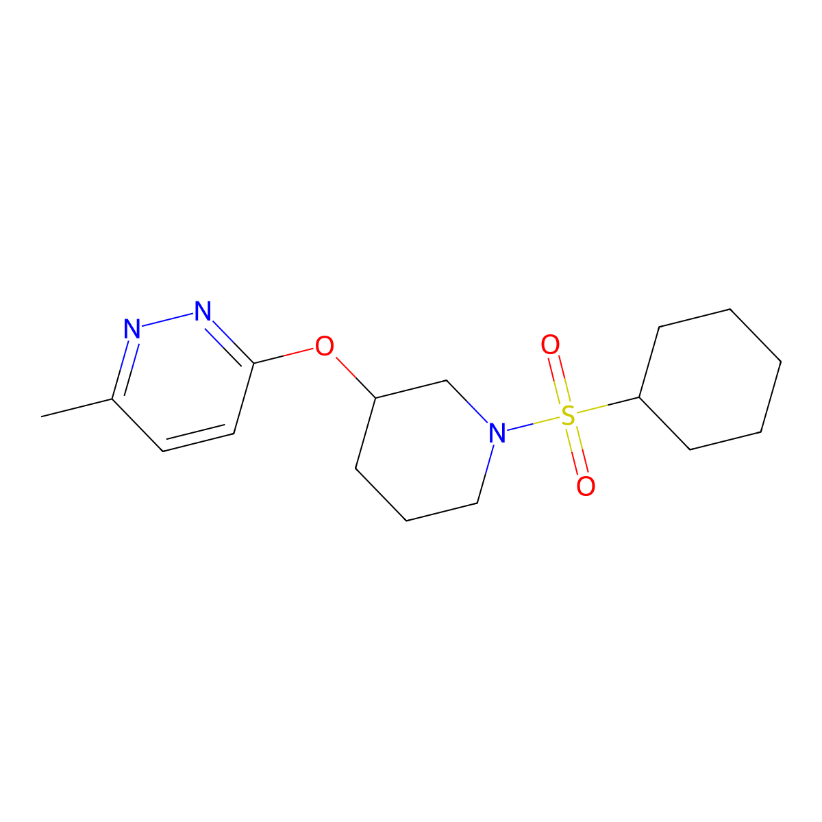 3-((1-(Cyclohexylsulfonyl)piperidin-3-yl)oxy)-6-methylpyridazine molecular structure, CAS 2034578-37-3