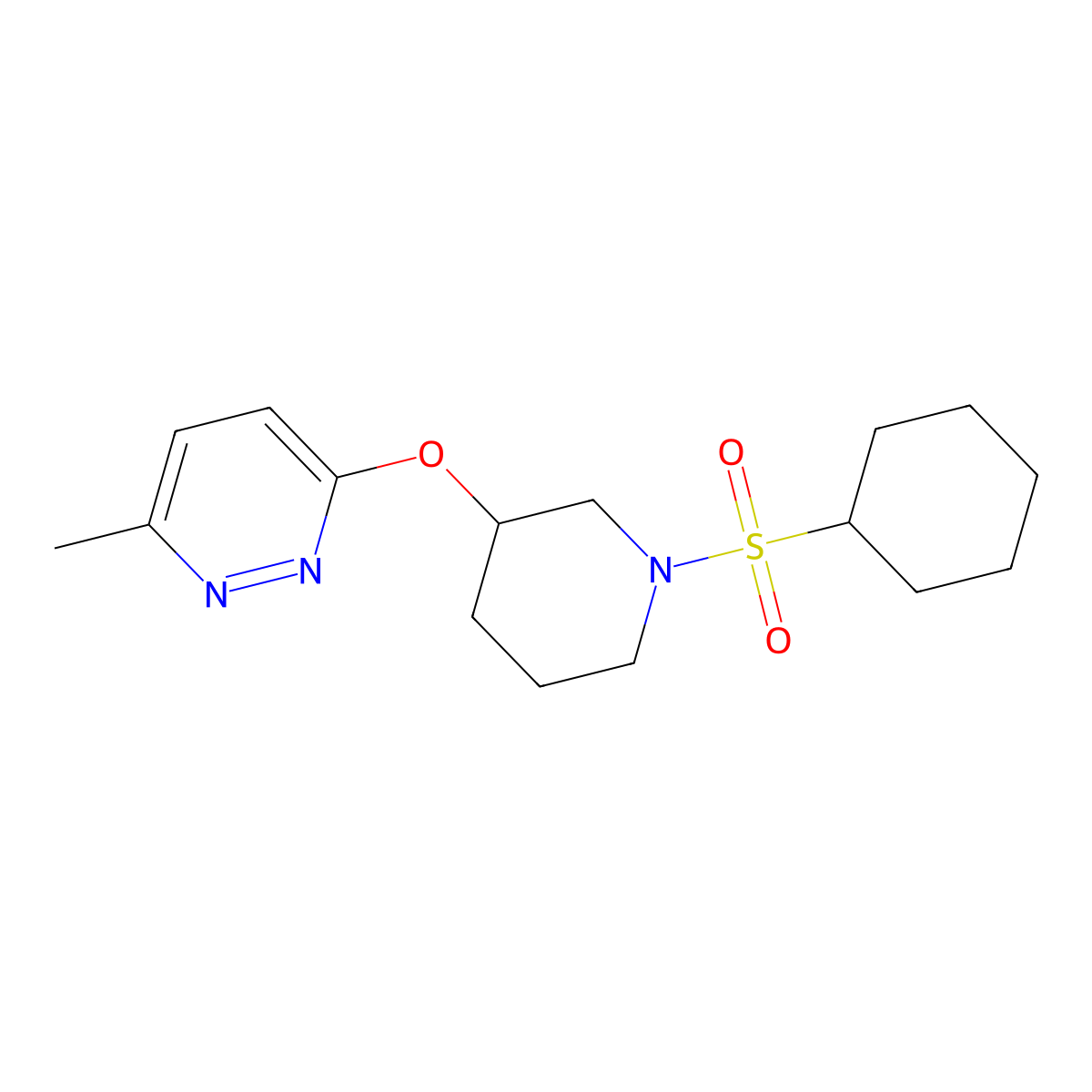 3-((1-(Cyclohexylsulfonyl)piperidin-3-yl)oxy)-6-methylpyridazine molecular structure, CAS 2034578-37-3