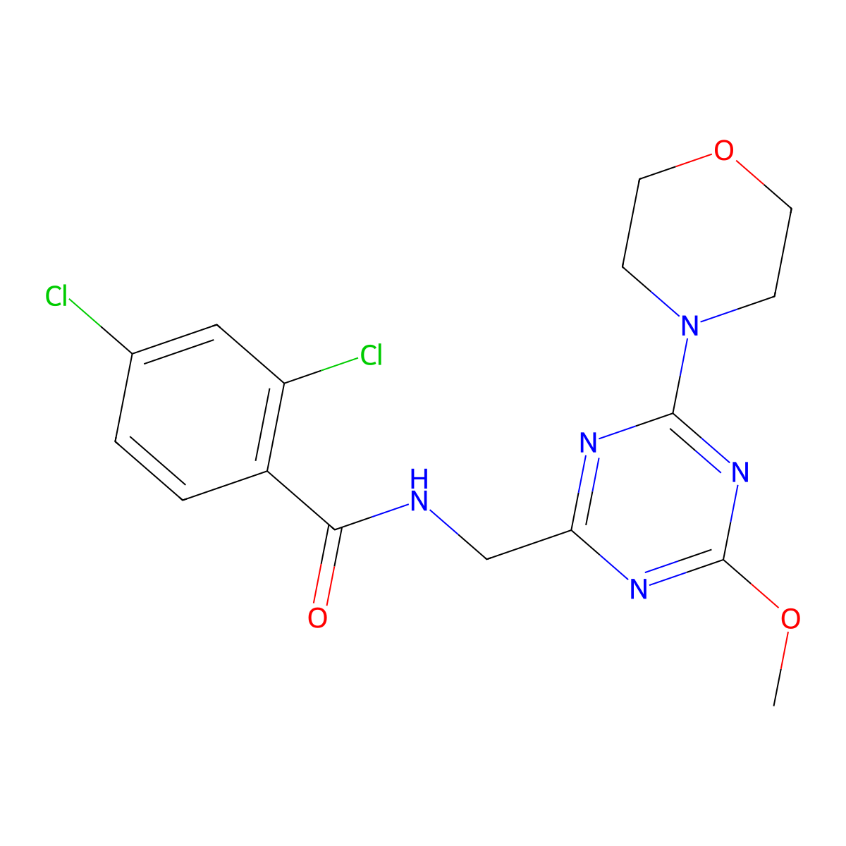 2,4-dichloro-N-((4-methoxy-6-morpholino-1,3,5-triazin-2-yl)methyl)benzamide molecular structure, CAS 2034578-44-2