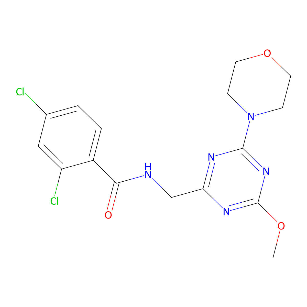 2,4-dichloro-N-((4-methoxy-6-morpholino-1,3,5-triazin-2-yl)methyl)benzamide molecular structure, CAS 2034578-44-2
