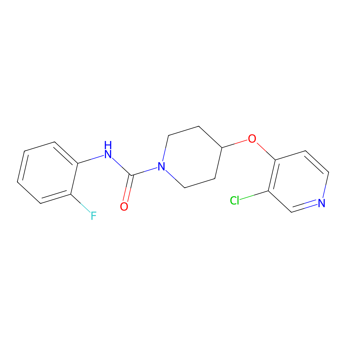 4-((3-chloropyridin-4-yl)oxy)-N-(2-fluorophenyl)piperidine-1-carboxamide molecular structure, CAS 2034578-47-5