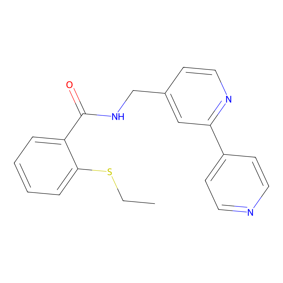 N-({[2,4'-bipyridine]-4-yl}methyl)-2-(ethylsulfanyl)benzamide molecular structure, CAS 2034578-50-0