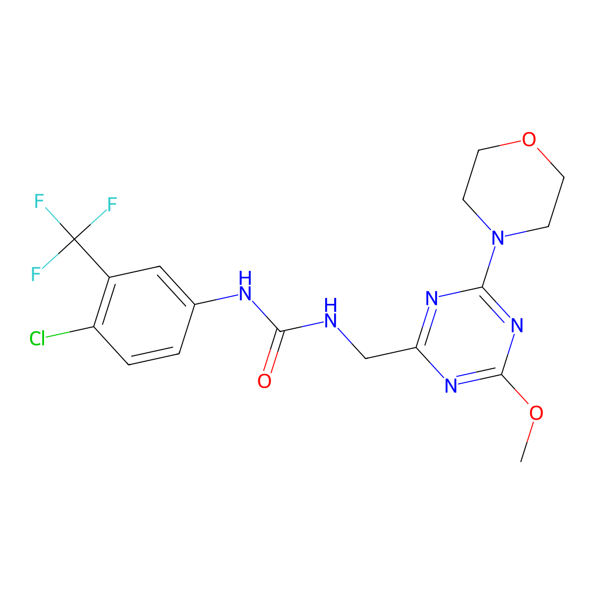 1-(4-Chloro-3-(trifluoromethyl)phenyl)-3-((4-methoxy-6-morpholino-1,3,5-triazin-2-yl)methyl)urea molecular structure, CAS 2034578-56-6