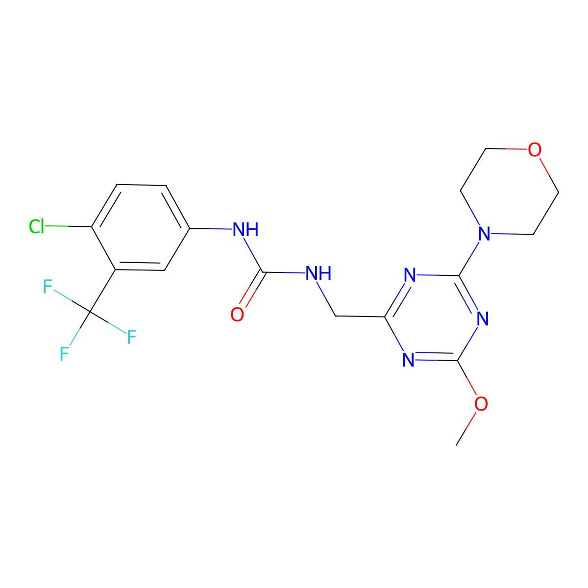 1-(4-Chloro-3-(trifluoromethyl)phenyl)-3-((4-methoxy-6-morpholino-1,3,5-triazin-2-yl)methyl)urea molecular structure, CAS 2034578-56-6