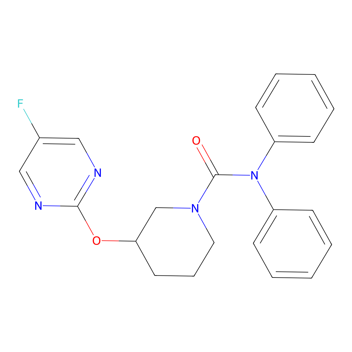 3-((5-fluoropyrimidin-2-yl)oxy)-N,N-diphenylpiperidine-1-carboxamide molecular structure, CAS 2034578-64-6