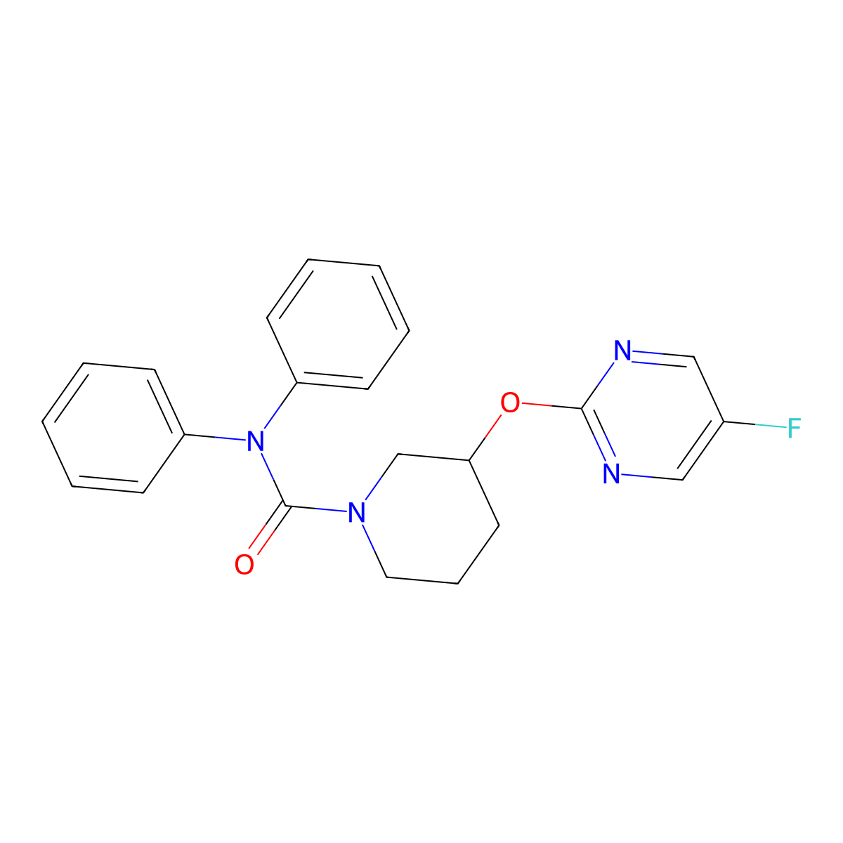 3-((5-fluoropyrimidin-2-yl)oxy)-N,N-diphenylpiperidine-1-carboxamide molecular structure, CAS 2034578-64-6
