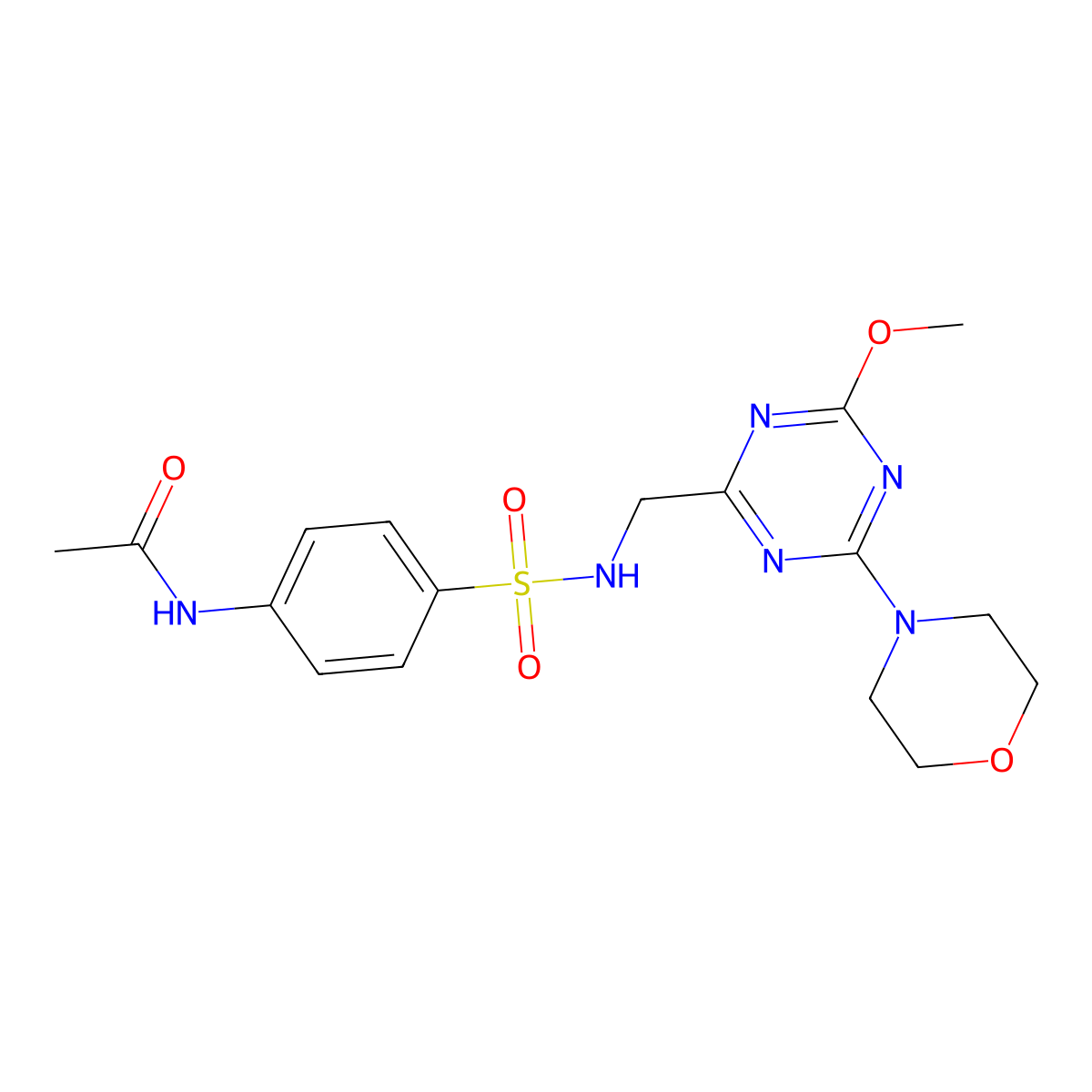 N-(4-(N-((4-methoxy-6-morpholino-1,3,5-triazin-2-yl)methyl)sulfamoyl)phenyl)acetamide molecular structure, CAS 2034578-66-8