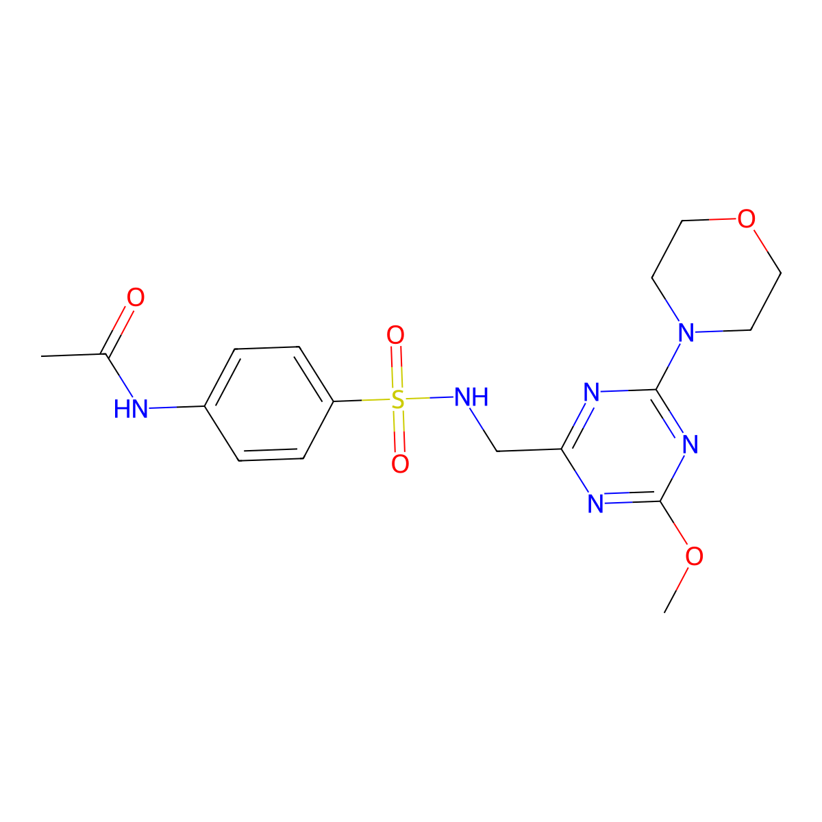 N-(4-(N-((4-methoxy-6-morpholino-1,3,5-triazin-2-yl)methyl)sulfamoyl)phenyl)acetamide molecular structure, CAS 2034578-66-8