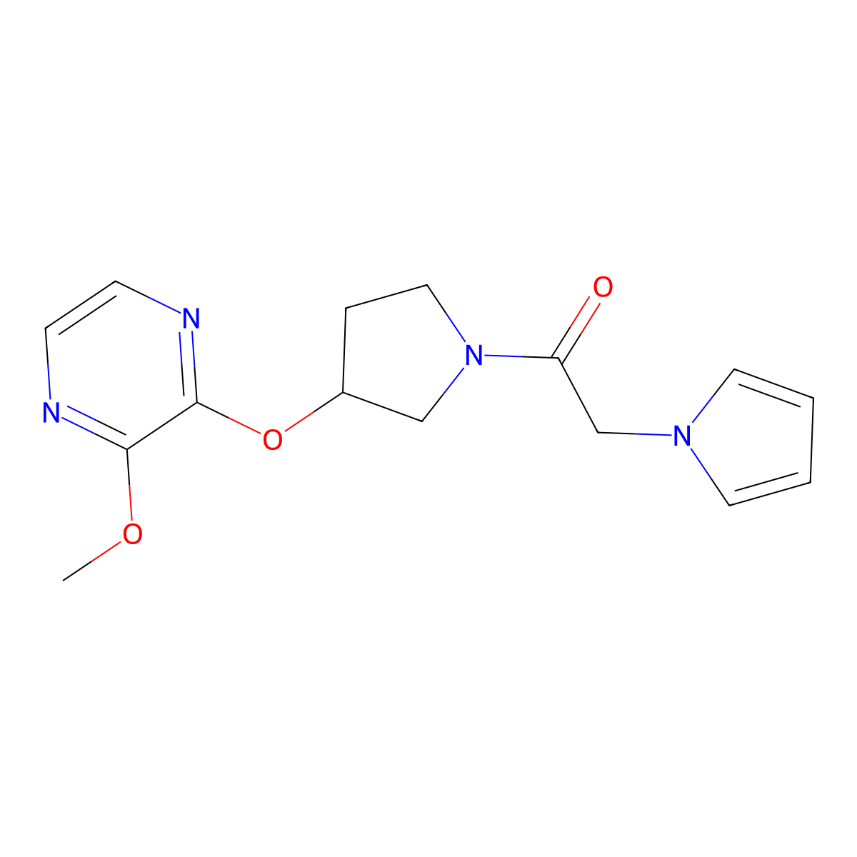 1-(3-((3-methoxypyrazin-2-yl)oxy)pyrrolidin-1-yl)-2-(1H-pyrrol-1-yl)ethanone molecular structure, CAS 2034578-68-0