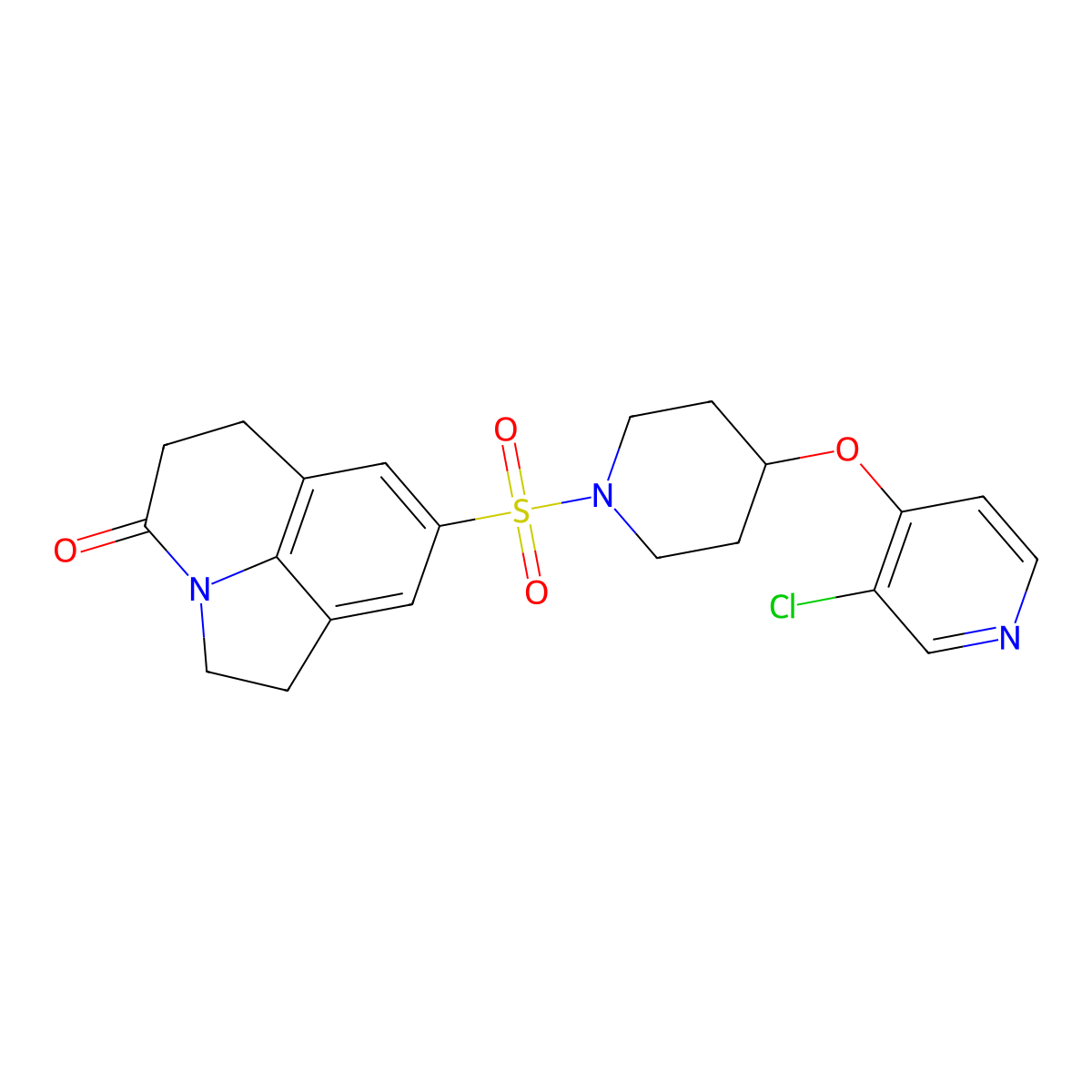 8-((4-((3-chloropyridin-4-yl)oxy)piperidin-1-yl)sulfonyl)-5,6-dihydro-1H-pyrrolo[3,2,1-ij]quinolin-4(2H)-one molecular structure, CAS 2034578-74-8