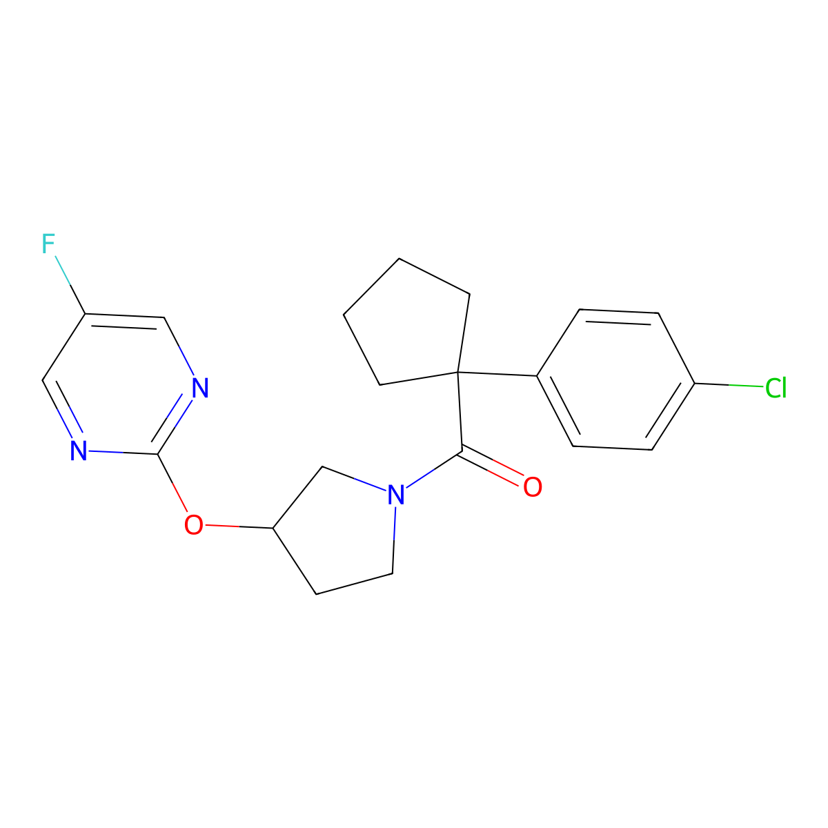 (1-(4-Chlorophenyl)cyclopentyl)(3-((5-fluoropyrimidin-2-yl)oxy)pyrrolidin-1-yl)methanone molecular structure, CAS 2034578-78-2