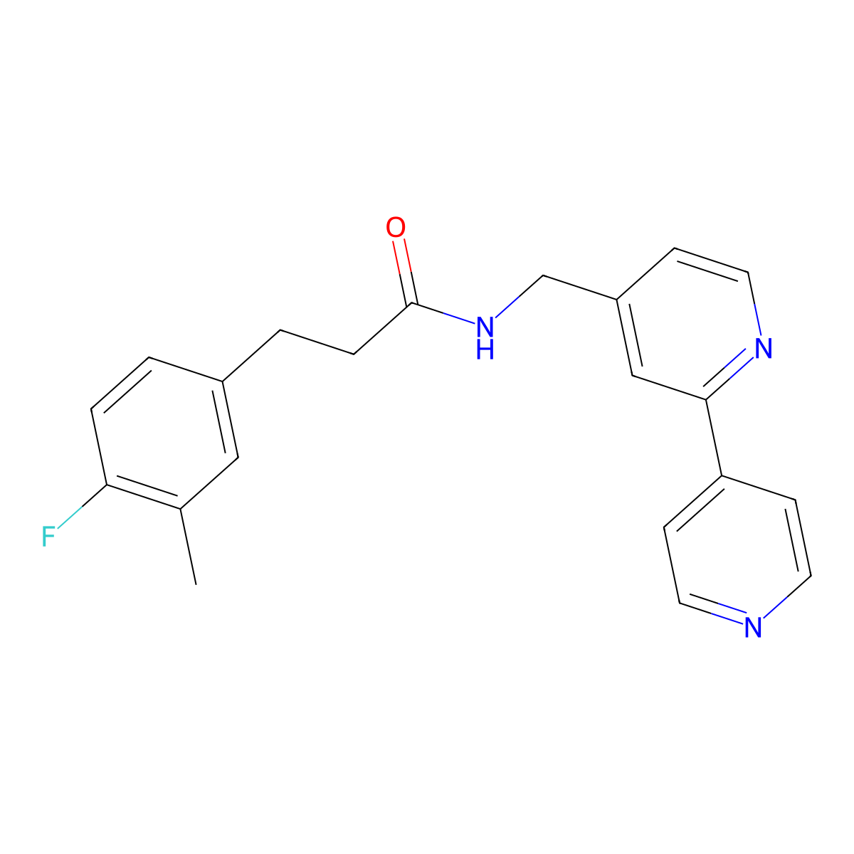 N-({[2,4'-bipyridine]-4-yl}methyl)-3-(4-fluoro-3-methylphenyl)propanamide molecular structure, CAS 2034578-84-0