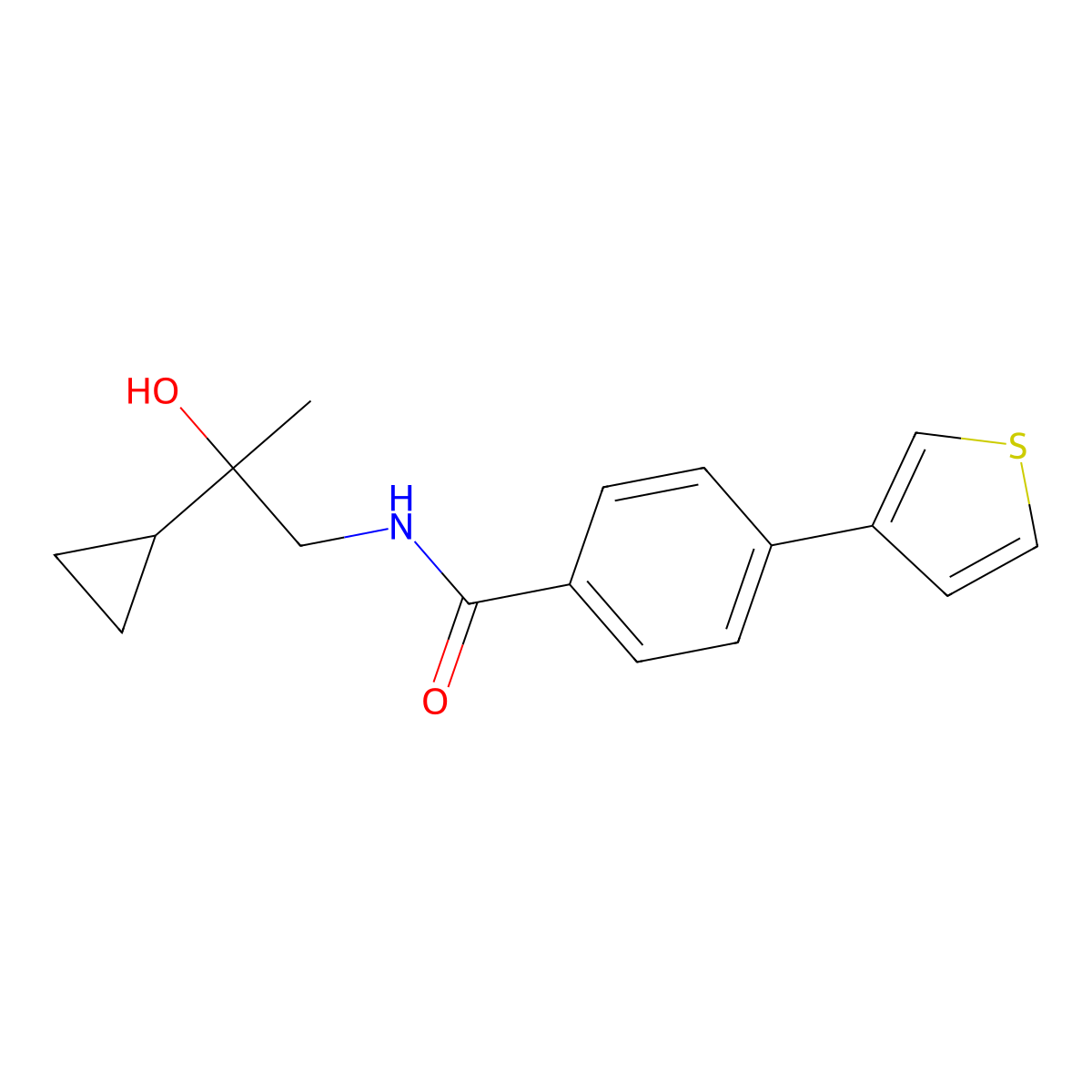 N-(2-cyclopropyl-2-hydroxypropyl)-4-(thiophen-3-yl)benzamide molecular structure, CAS 2034578-89-5