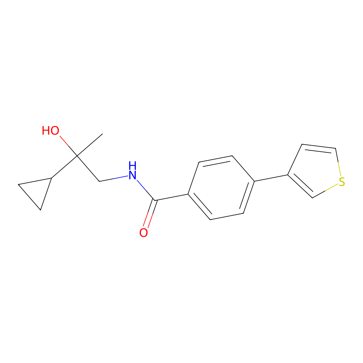N-(2-cyclopropyl-2-hydroxypropyl)-4-(thiophen-3-yl)benzamide molecular structure, CAS 2034578-89-5