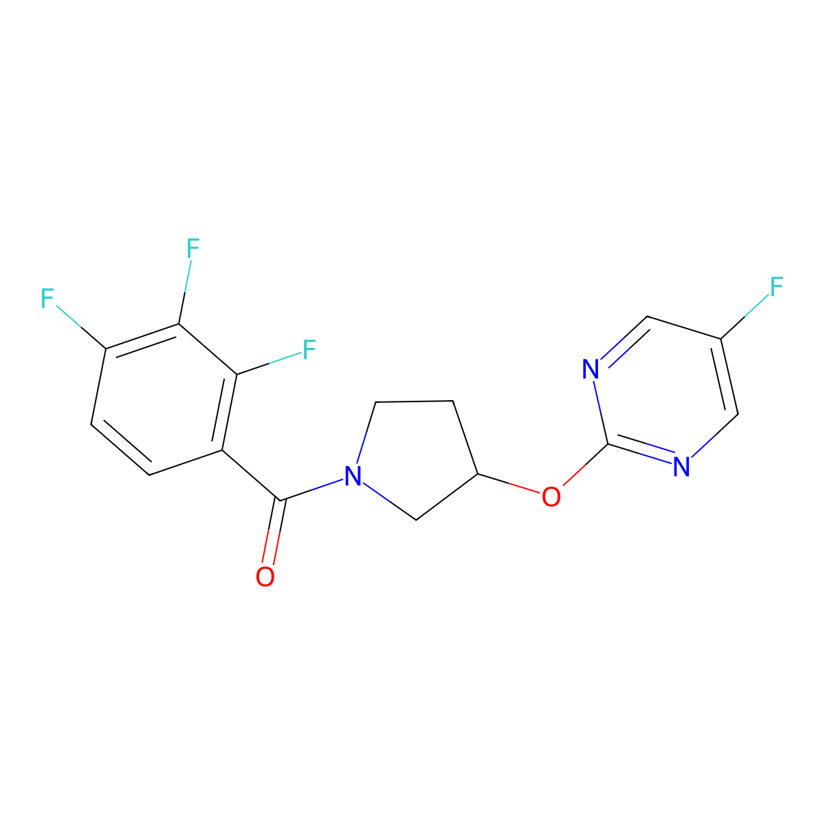 (3-((5-Fluoropyrimidin-2-yl)oxy)pyrrolidin-1-yl)(2,3,4-trifluorophenyl)methanone molecular structure, CAS 2034578-90-8