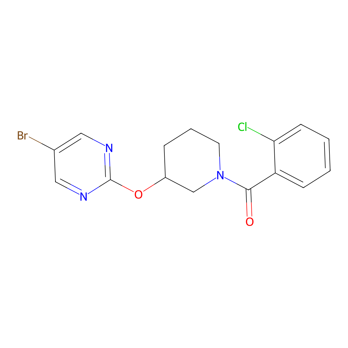 (3-((5-Bromopyrimidin-2-yl)oxy)piperidin-1-yl)(2-chlorophenyl)methanone molecular structure, CAS 2034578-92-0