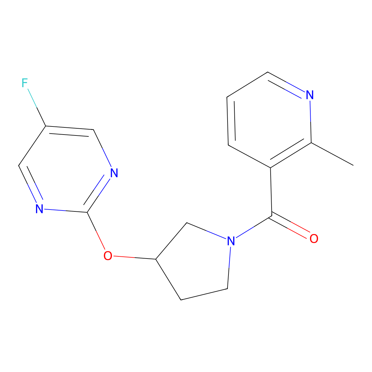 (3-((5-Fluoropyrimidin-2-yl)oxy)pyrrolidin-1-yl)(2-methylpyridin-3-yl)methanone molecular structure, CAS 2034578-94-2