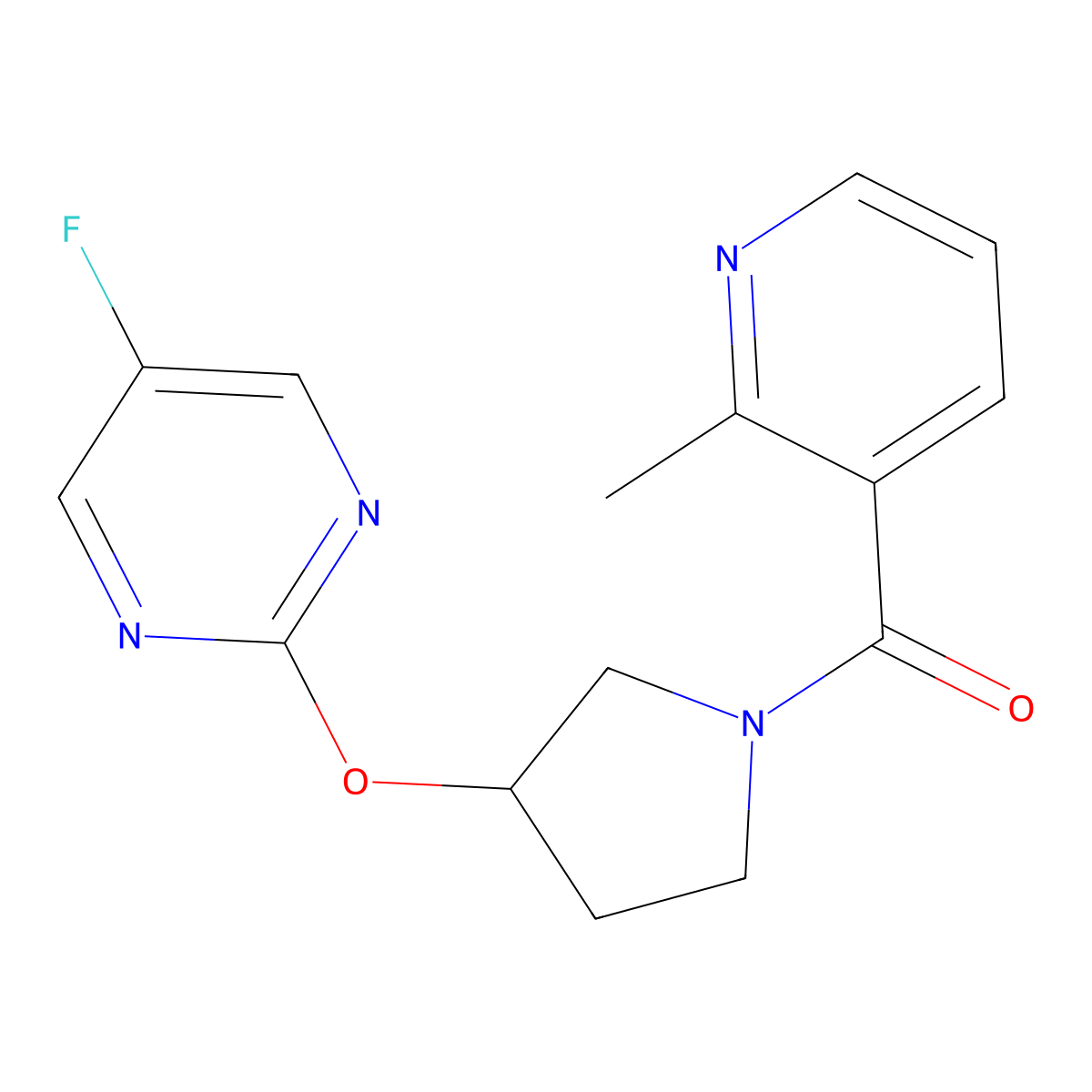 (3-((5-Fluoropyrimidin-2-yl)oxy)pyrrolidin-1-yl)(2-methylpyridin-3-yl)methanone molecular structure, CAS 2034578-94-2
