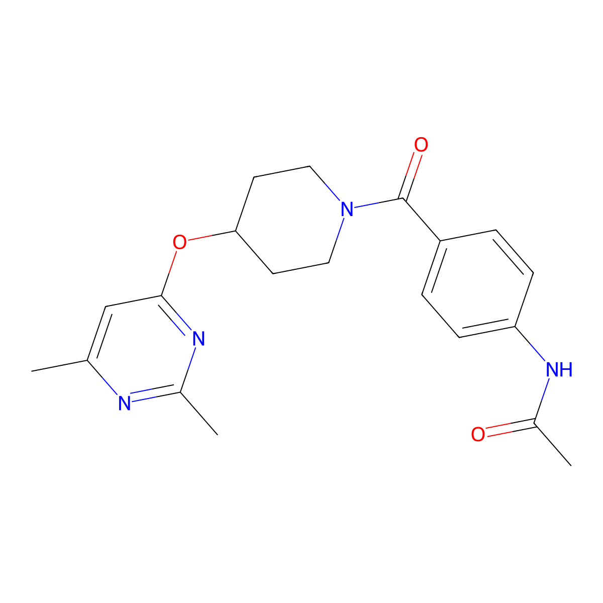 N-(4-{4-[(2,6-dimethylpyrimidin-4-yl)oxy]piperidine-1-carbonyl}phenyl)acetamide molecular structure, CAS 2034579-07-0