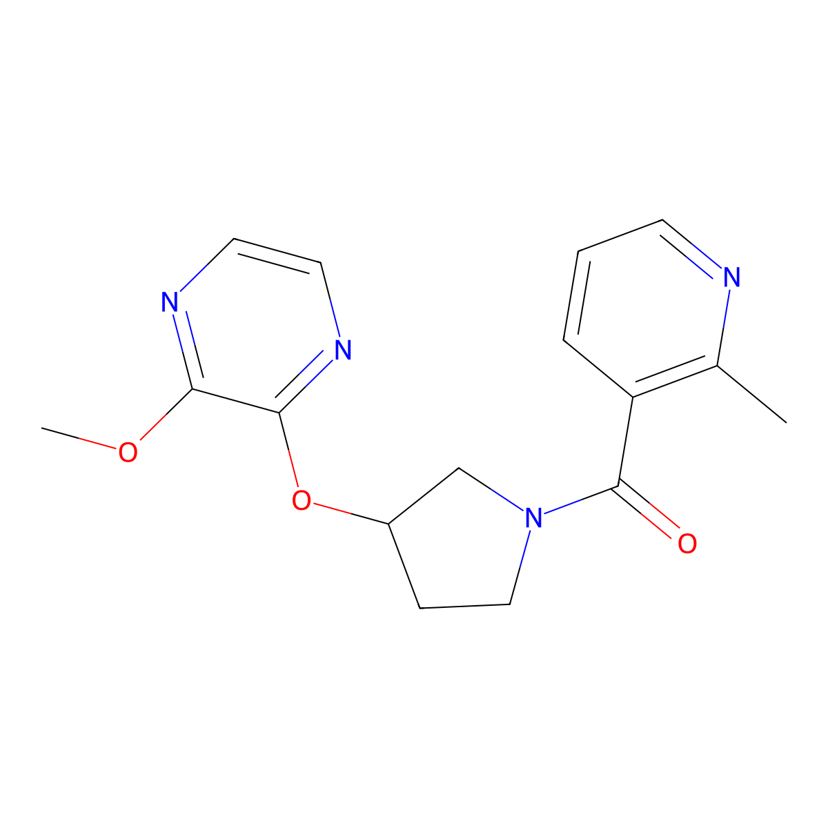 (3-((3-Methoxypyrazin-2-yl)oxy)pyrrolidin-1-yl)(2-methylpyridin-3-yl)methanone molecular structure, CAS 2034579-10-5