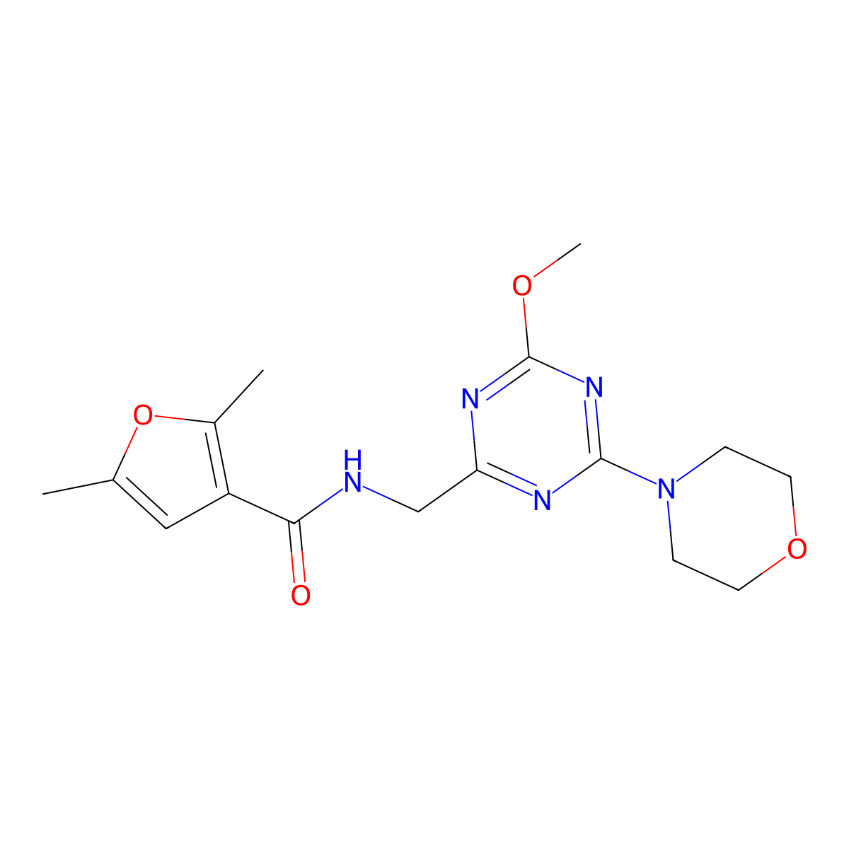 N-((4-methoxy-6-morpholino-1,3,5-triazin-2-yl)methyl)-2,5-dimethylfuran-3-carboxamide molecular structure, CAS 2034579-12-7