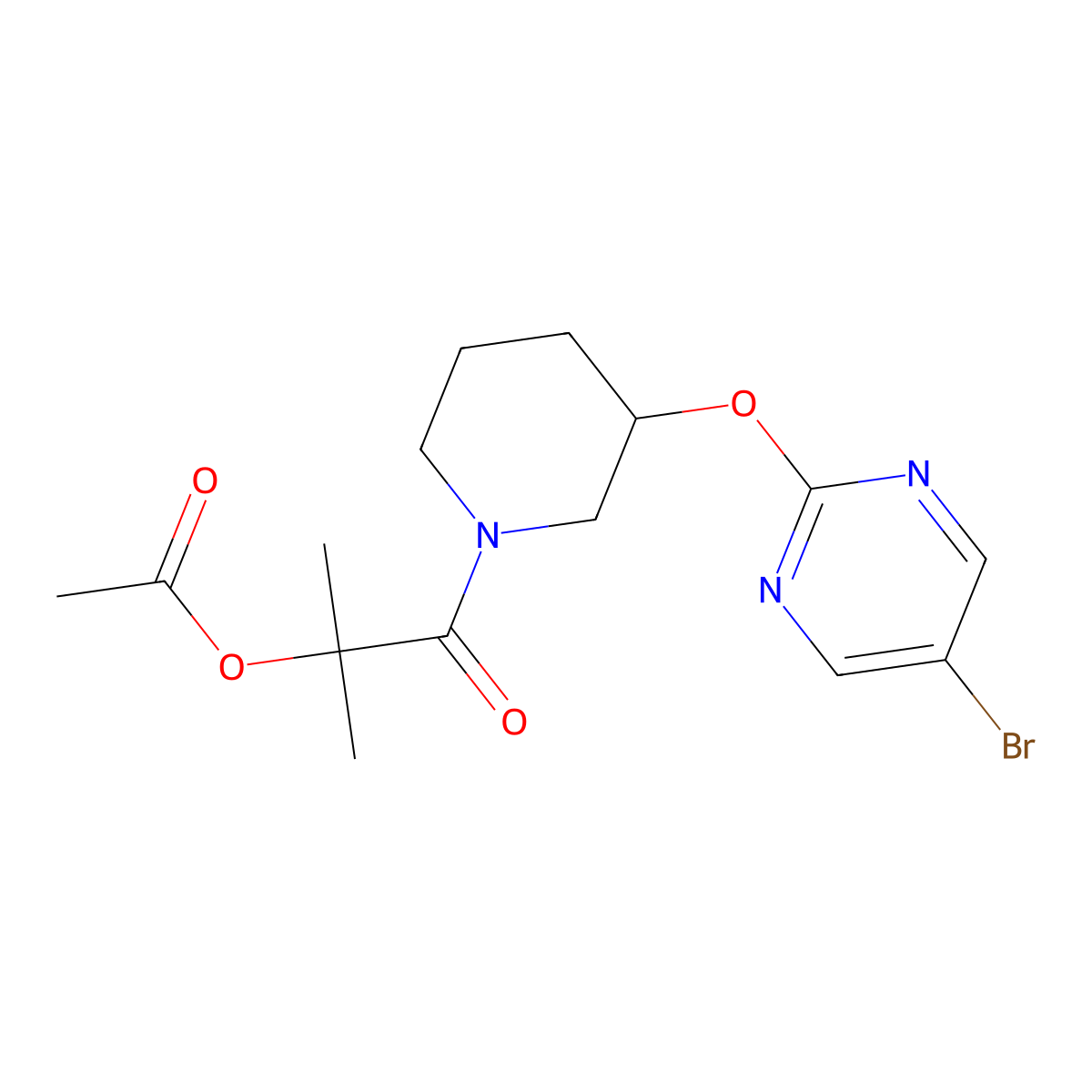 1-(3-((5-Bromopyrimidin-2-yl)oxy)piperidin-1-yl)-2-methyl-1-oxopropan-2-yl acetate molecular structure, CAS 2034579-16-1