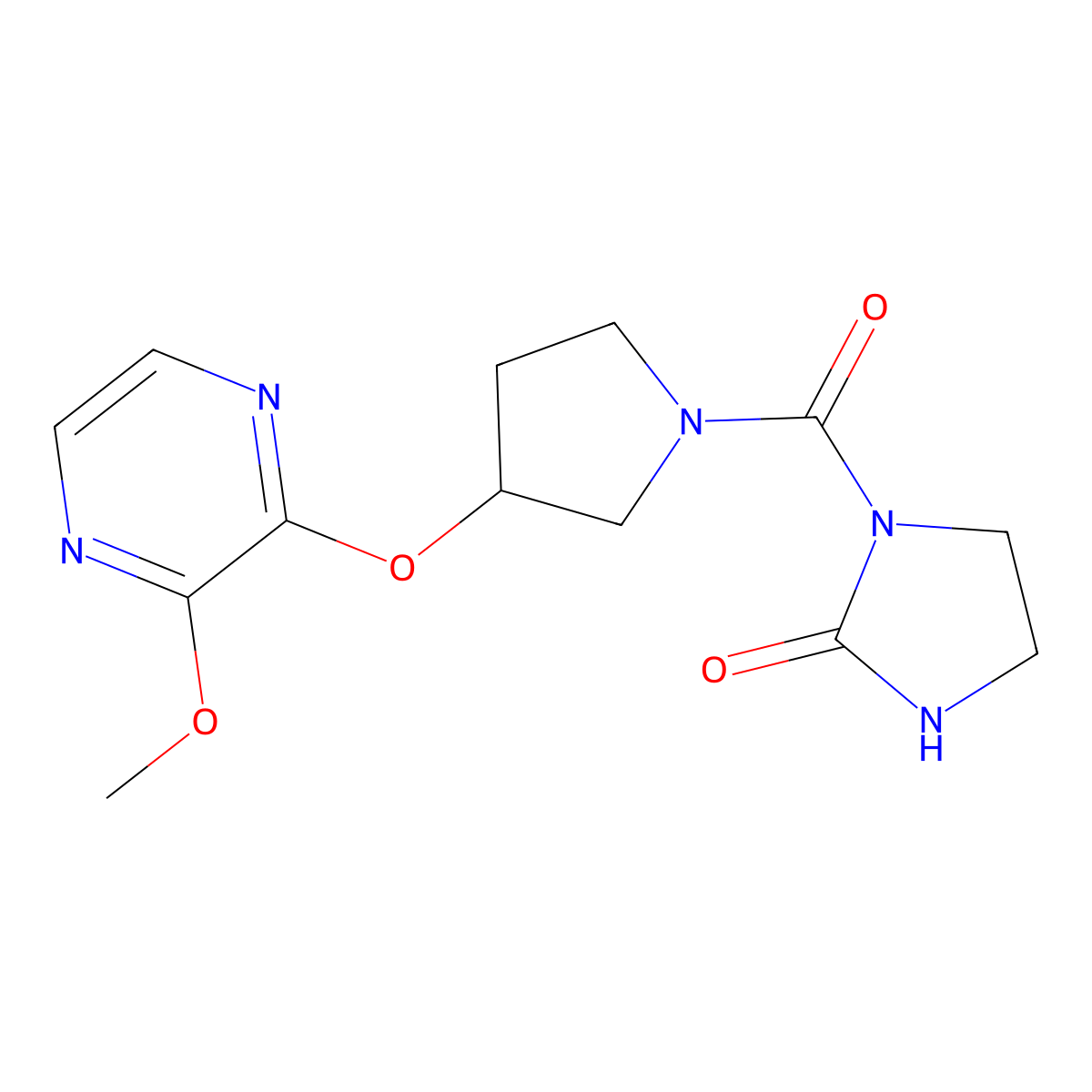 1-{3-[(3-Methoxypyrazin-2-yl)oxy]pyrrolidine-1-carbonyl}imidazolidin-2-one molecular structure, CAS 2034579-24-1