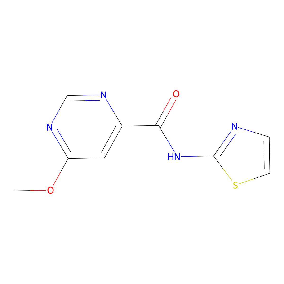 6-methoxy-N-(thiazol-2-yl)pyrimidine-4-carboxamide molecular structure, CAS 2034579-25-2