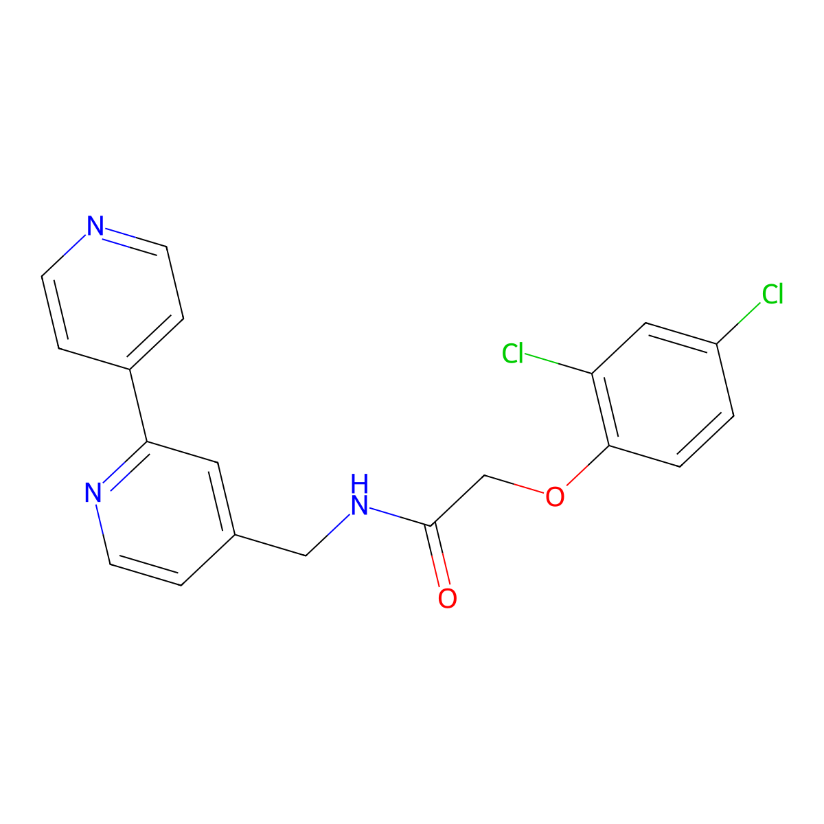 N-({[2,4'-bipyridine]-4-yl}methyl)-2-(2,4-dichlorophenoxy)acetamide molecular structure, CAS 2034579-27-4