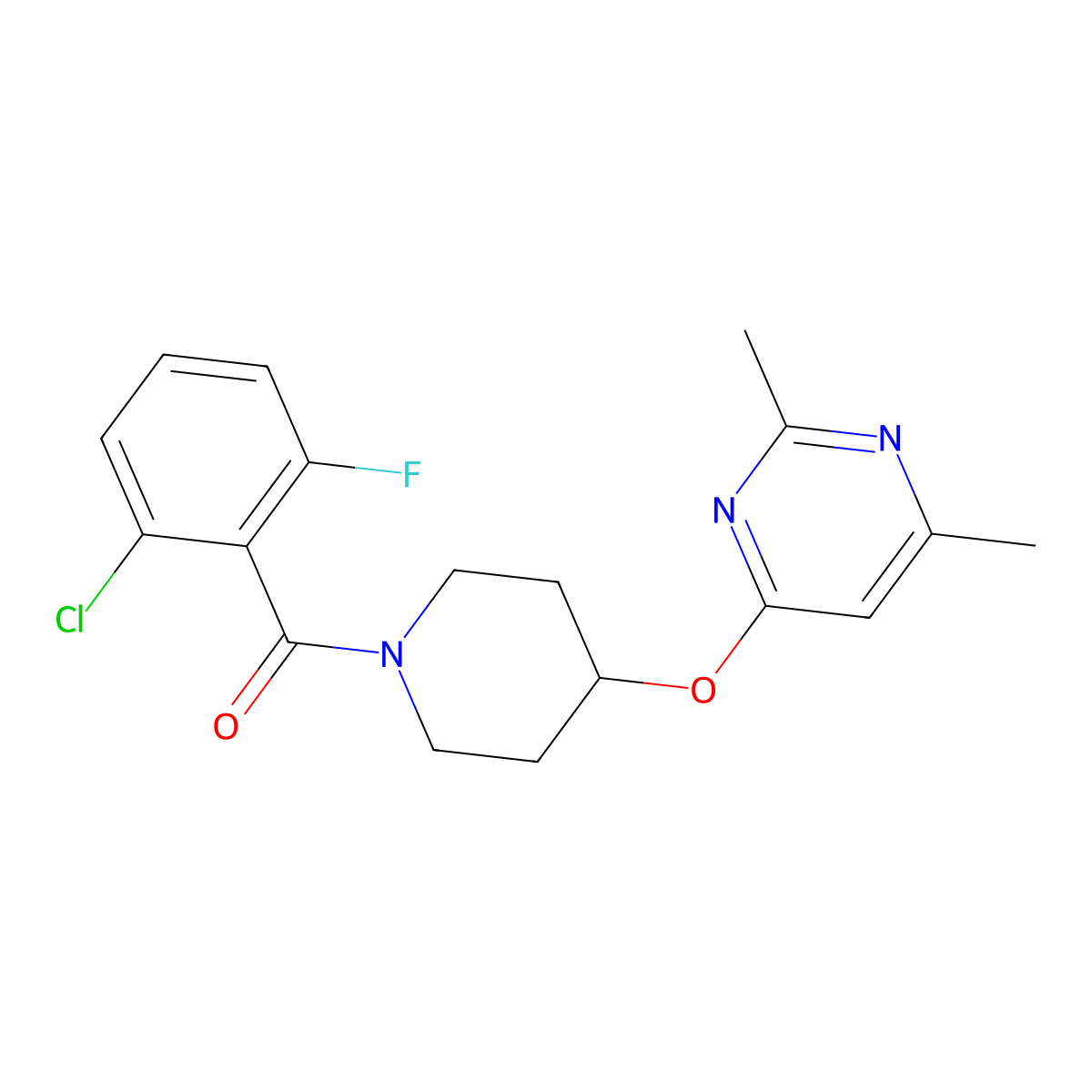 (2-Chloro-6-fluorophenyl)(4-((2,6-dimethylpyrimidin-4-yl)oxy)piperidin-1-yl)methanone molecular structure, CAS 2034579-28-5