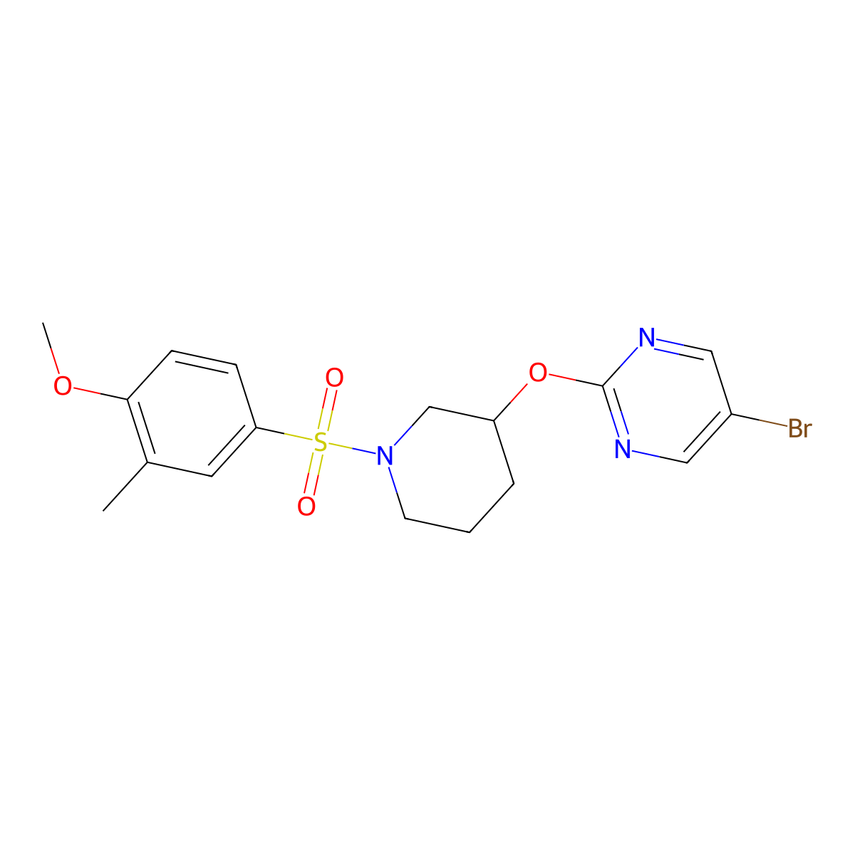 5-Bromo-2-((1-((4-methoxy-3-methylphenyl)sulfonyl)piperidin-3-yl)oxy)pyrimidine molecular structure, CAS 2034579-33-2