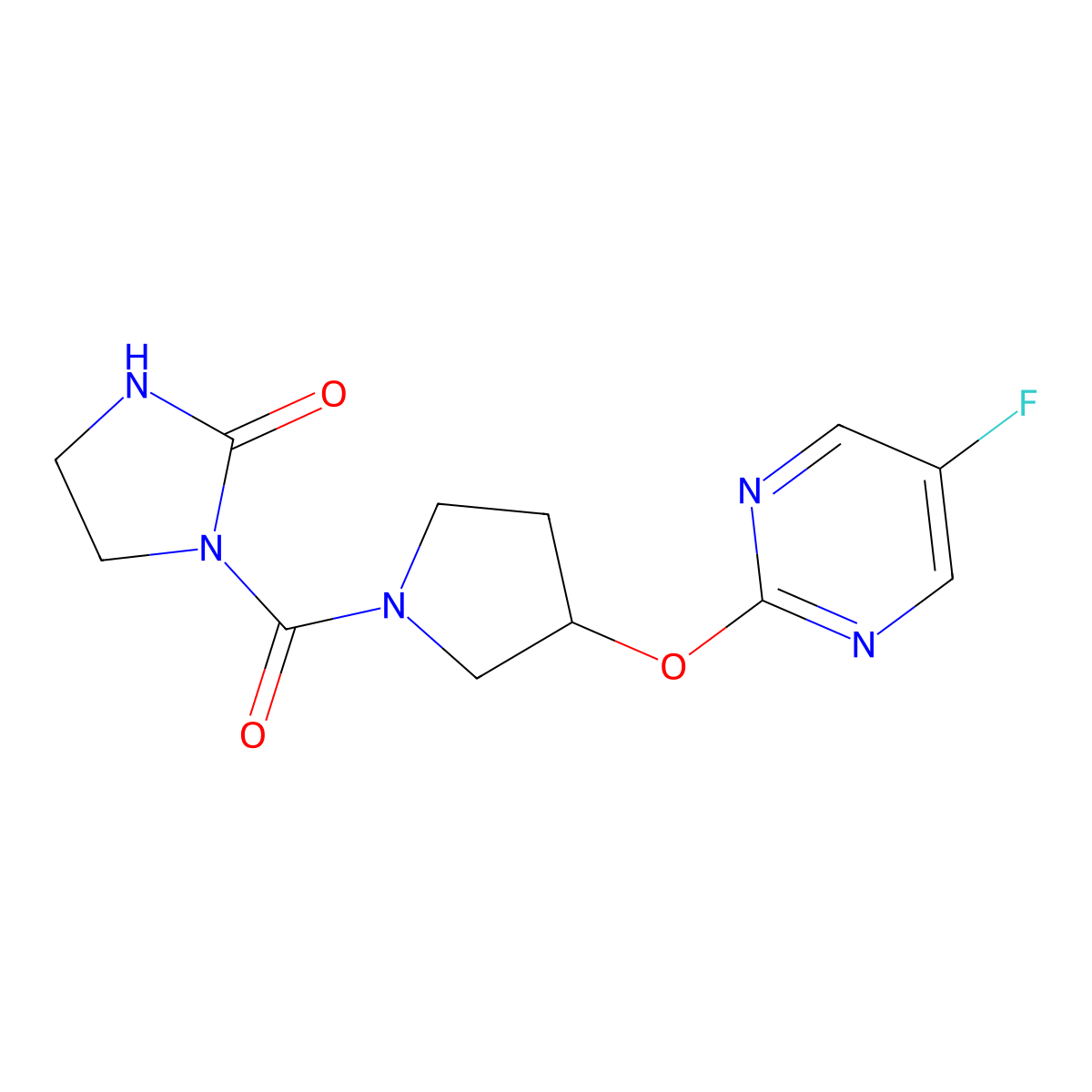 1-(3-((5-Fluoropyrimidin-2-yl)oxy)pyrrolidine-1-carbonyl)imidazolidin-2-one molecular structure, CAS 2034579-34-3