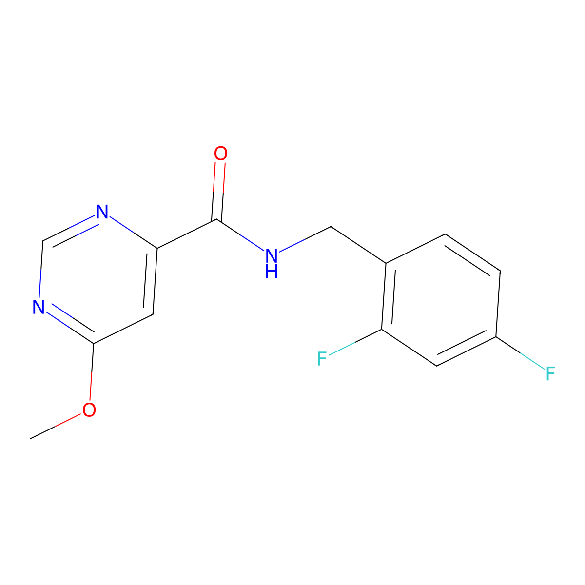 N-(2,4-difluorobenzyl)-6-methoxypyrimidine-4-carboxamide molecular structure, CAS 2034579-50-3